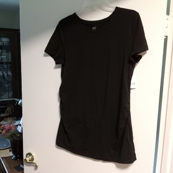 GAP MATERNITY BLACK STRETCH SHORT SLEEVE TUNIC top SZ. L, NWT - Picture 3 of 6